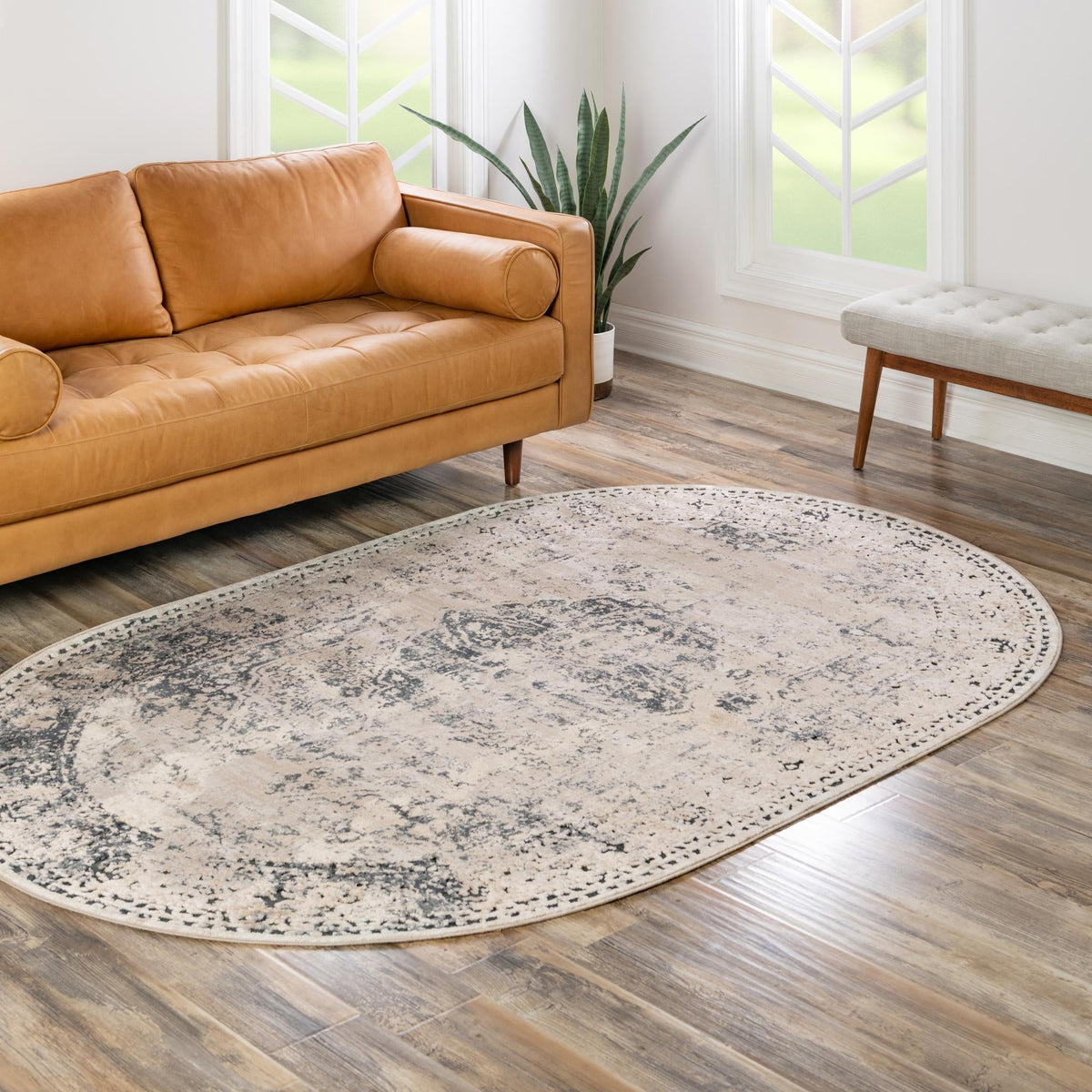 Coastal Manor Collection Area Rug -  Dunes Oval Dark Blue  lifestyle 120