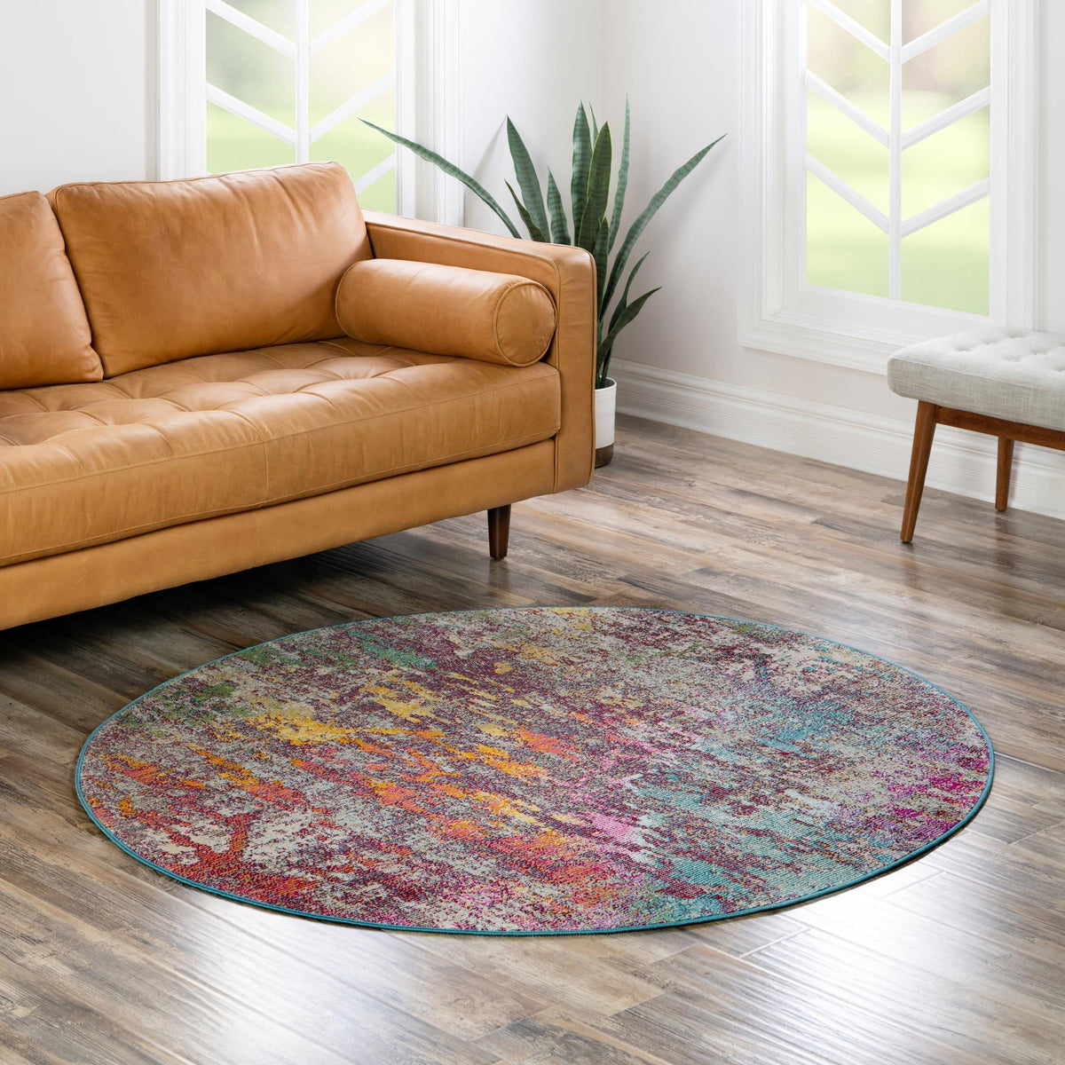 Celestial Luminescence Collection Area Rug -  Nebula Round Multi  lifestyle 108