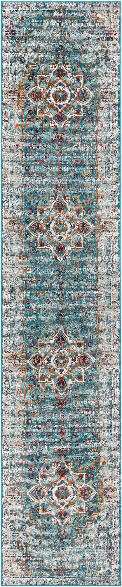 Mystic Oasis Collection Area Rug -  Nomad Runner Turquoise  lifestyle 20