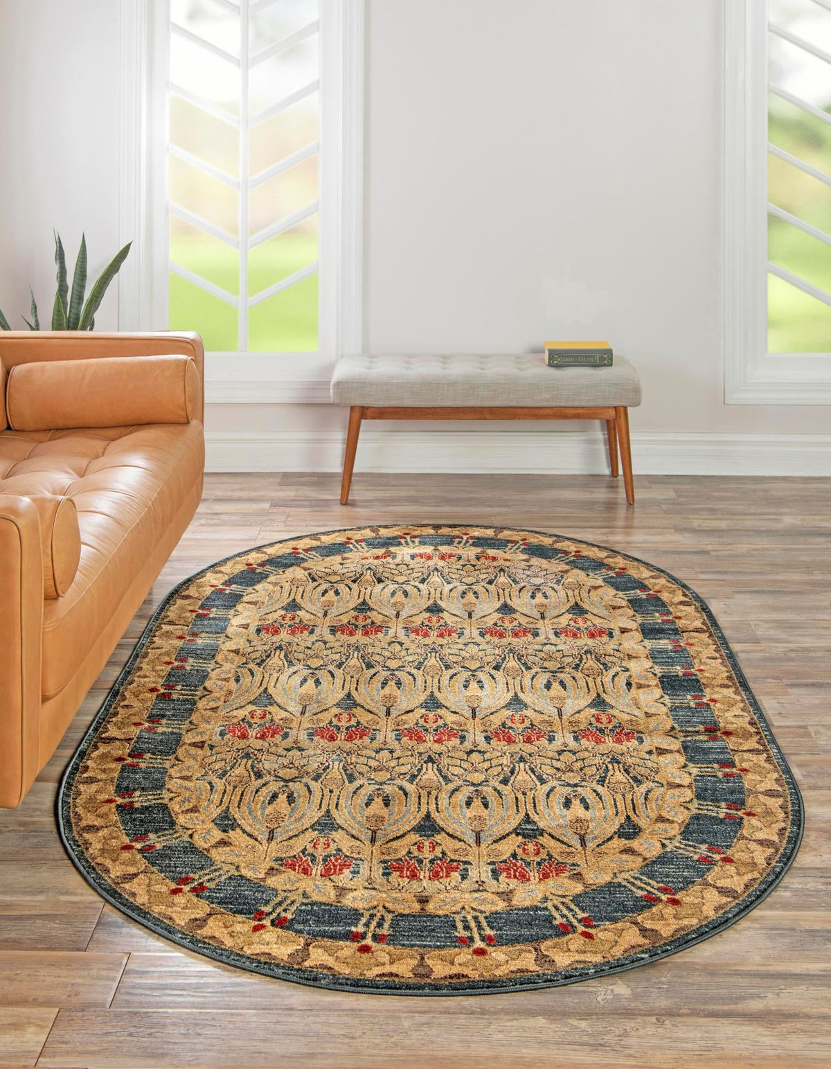 Chelsea Elegance Collection Area Rug -  Brompton (Navy Blue) Oval Navy Blue  lifestyle 66