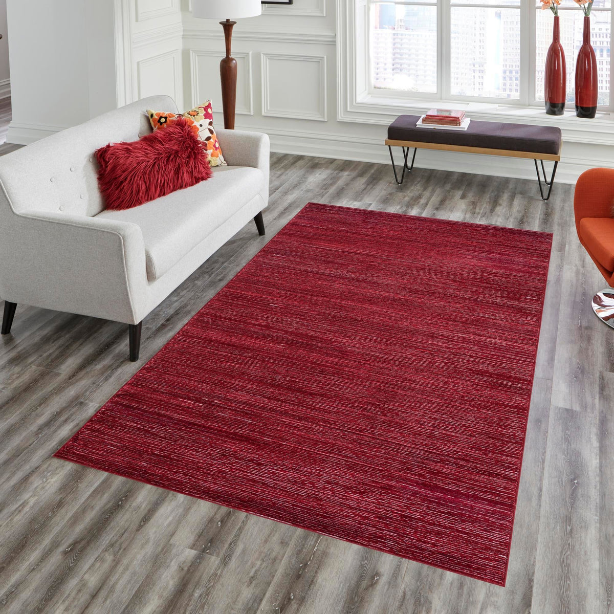 Bloomsbury Elegance Collection Area Rug -  Kensington (Red) Rectangle Red  lifestyle 14