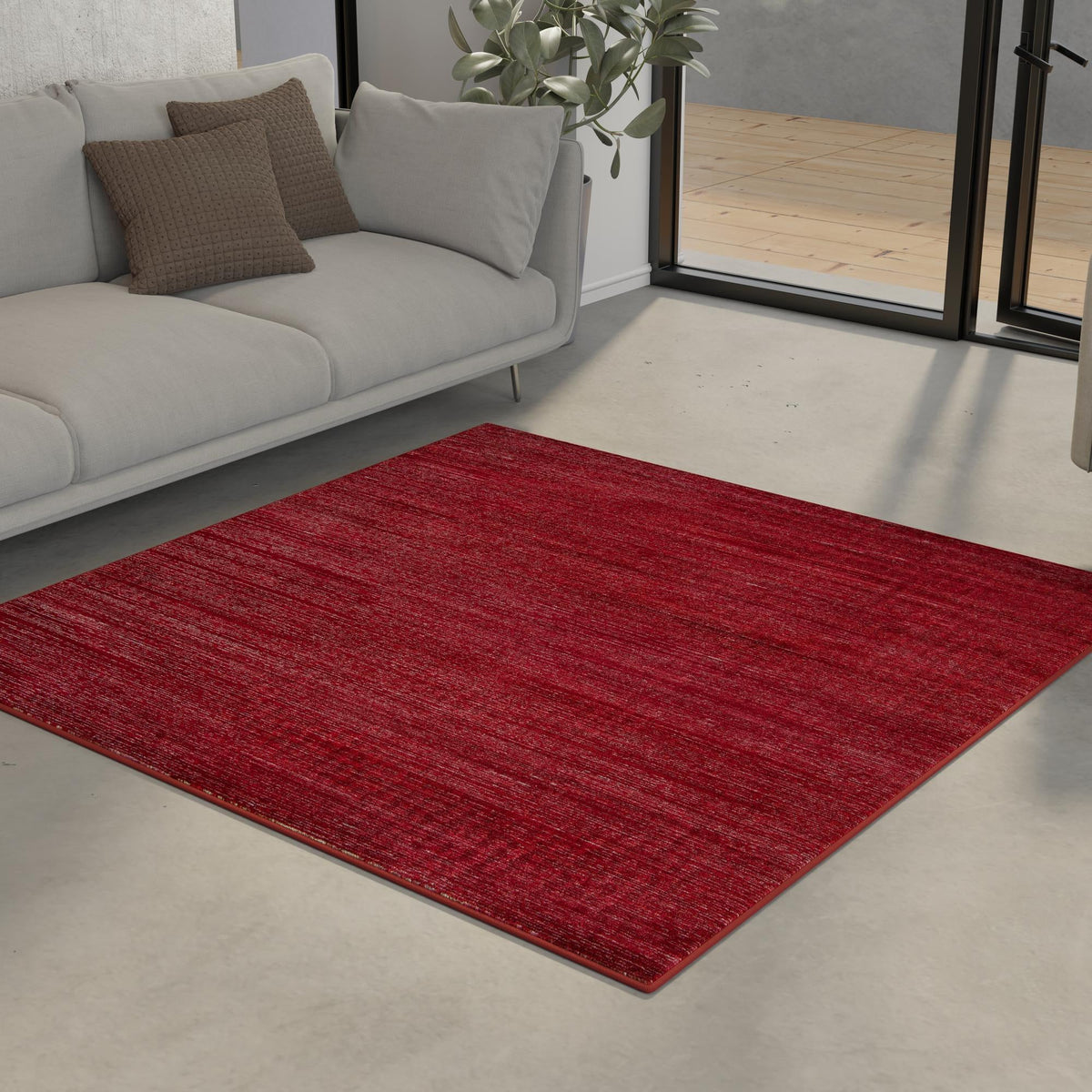 Bloomsbury Elegance Collection Area Rug -  Kensington (Red) Square Red  lifestyle 76