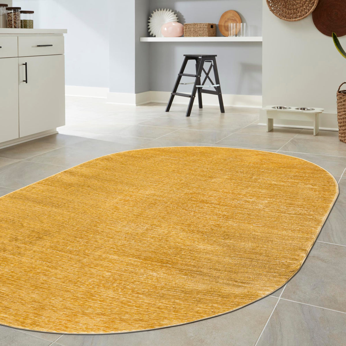Bloomsbury Elegance Collection Area Rug -  Kensington (Yellow) Oval Yellow  lifestyle 71