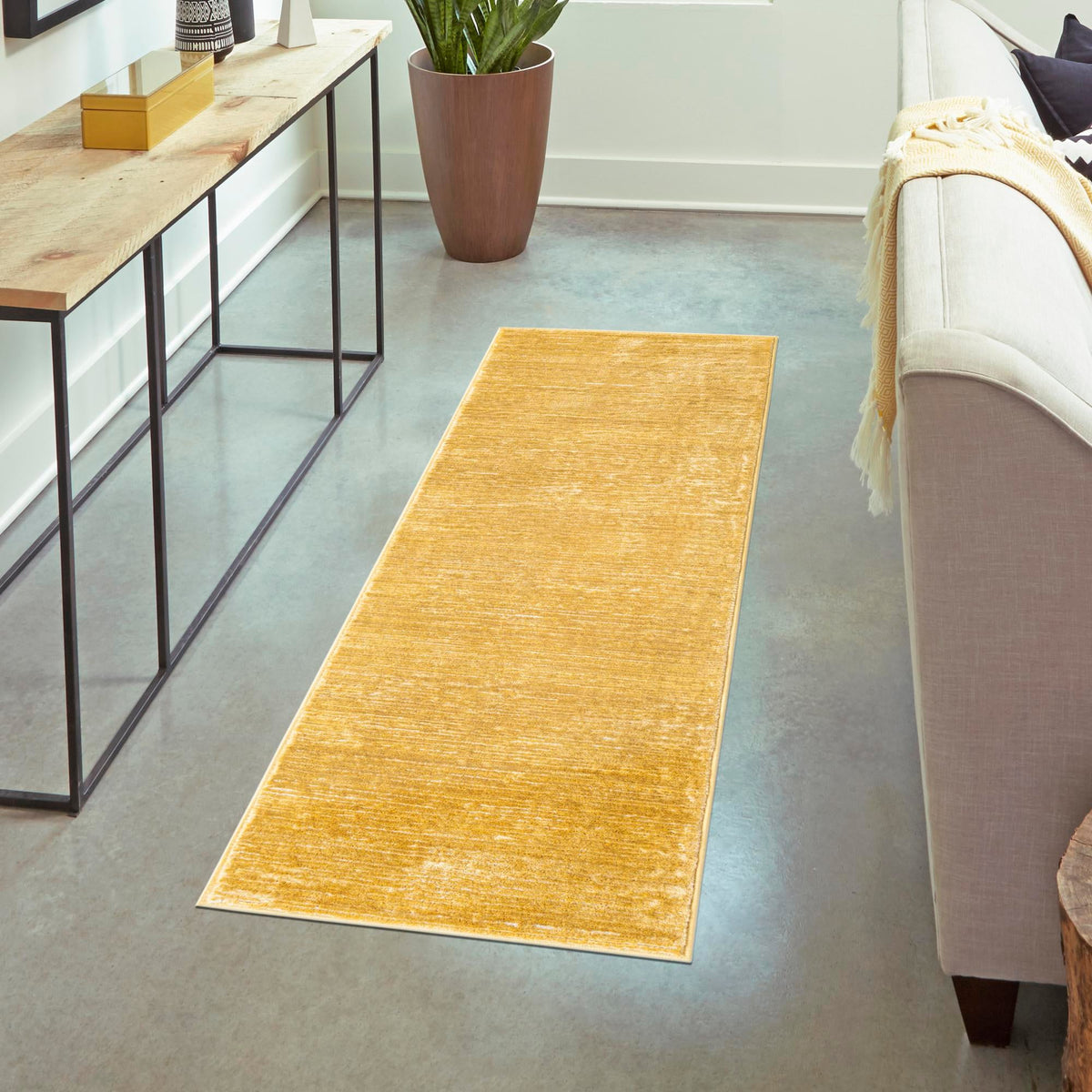 Bloomsbury Elegance Collection Area Rug -  Kensington (Yellow) Runner Yellow  lifestyle 73