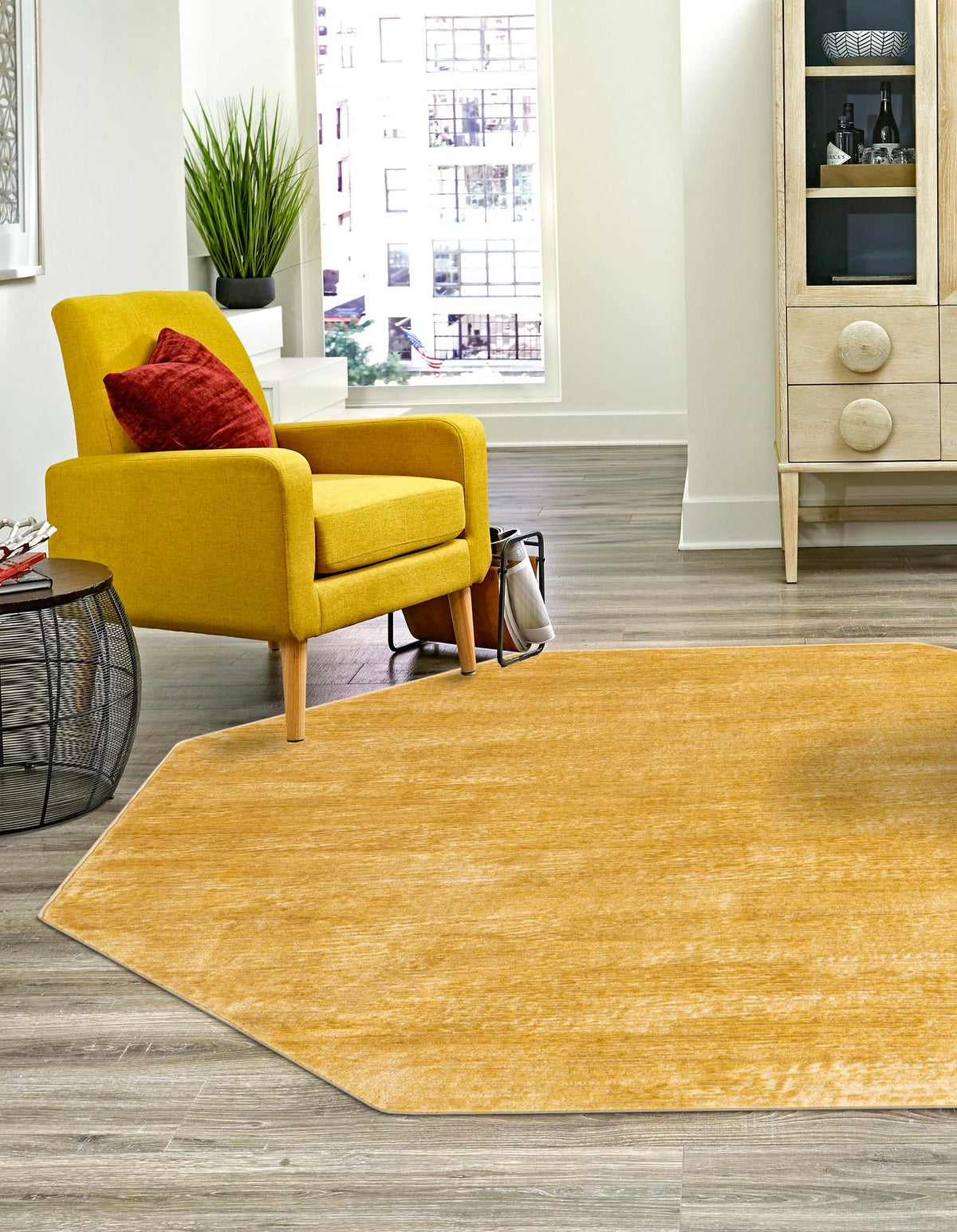 Bloomsbury Elegance Collection Area Rug -  Kensington (Yellow) Octagon Yellow  lifestyle 25