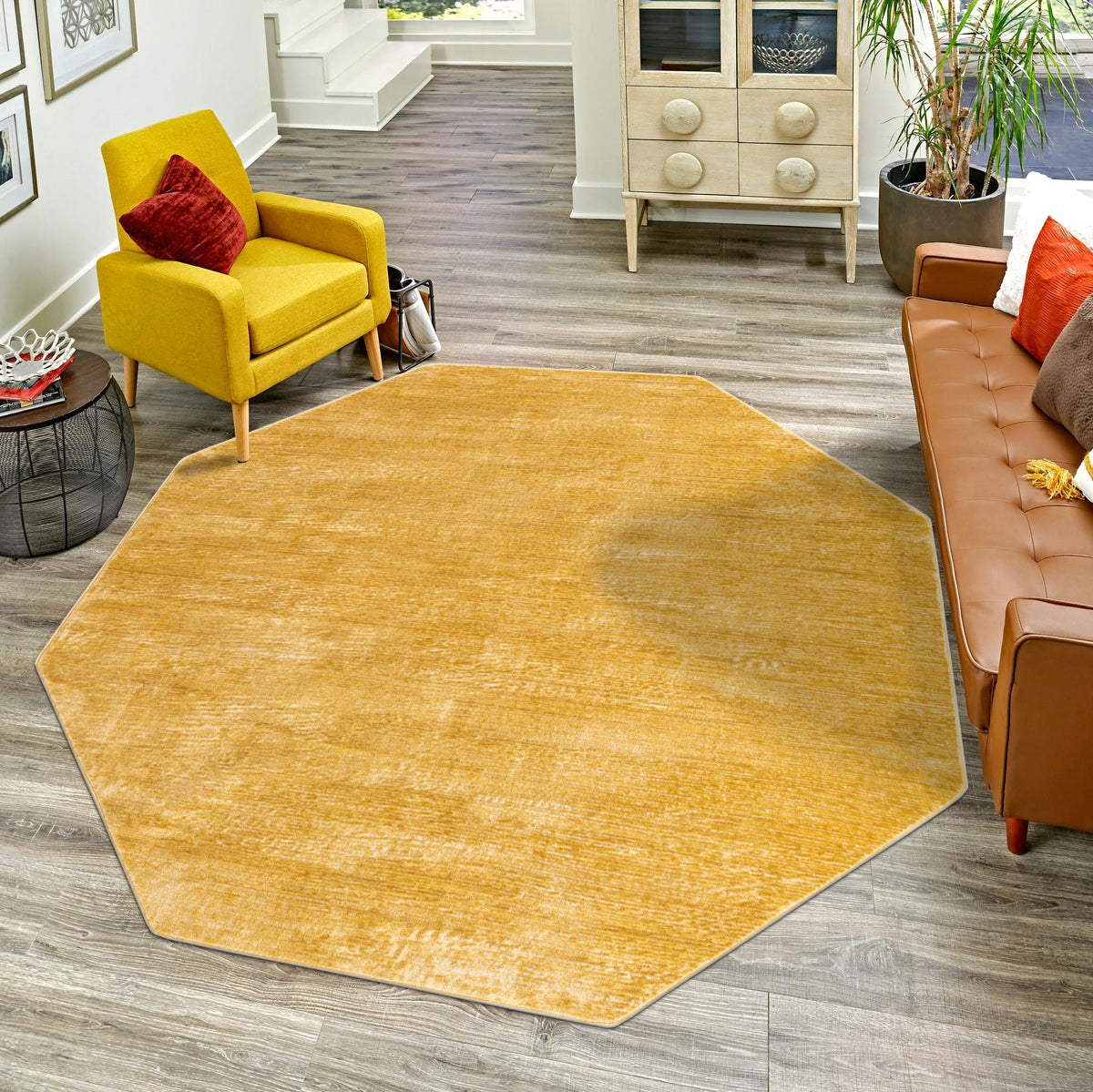 Bloomsbury Elegance Collection Area Rug -  Kensington (Yellow) Octagon Yellow  lifestyle 70
