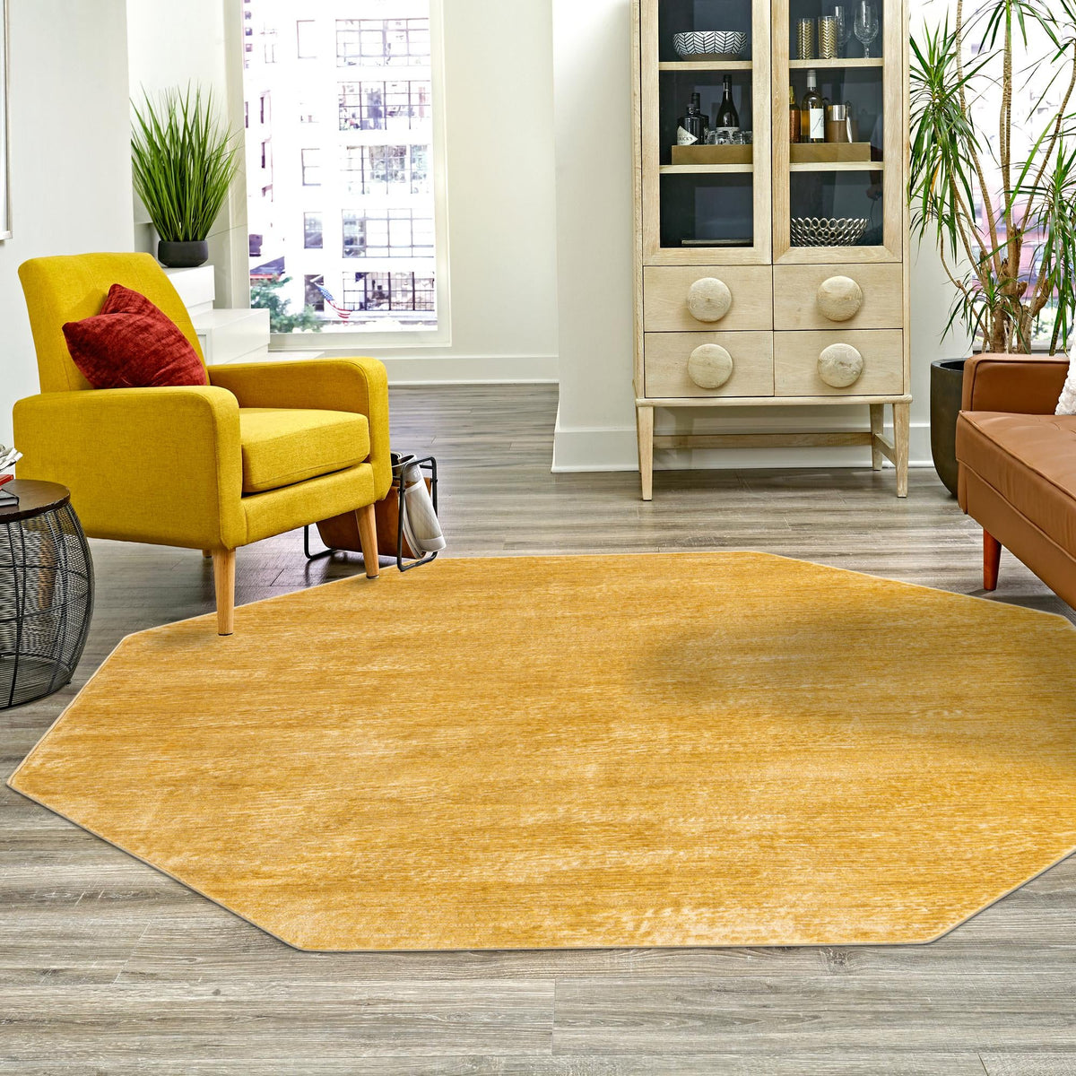 Bloomsbury Elegance Collection Area Rug -  Kensington (Yellow) Octagon Yellow  lifestyle 74