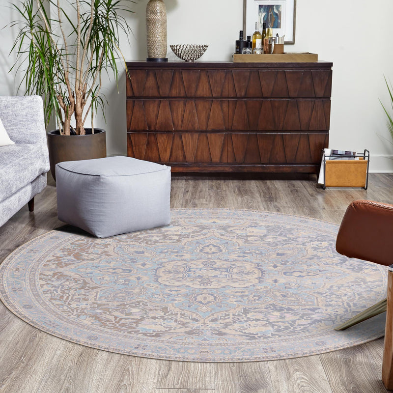 Heritage Elegance Collection Area Rug -  Schonbrunn Round Cream  lifestyle 63