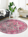 Heritage Elegance Collection Area Rug -  Windsor (Pink) Round Pink  lifestyle 25
