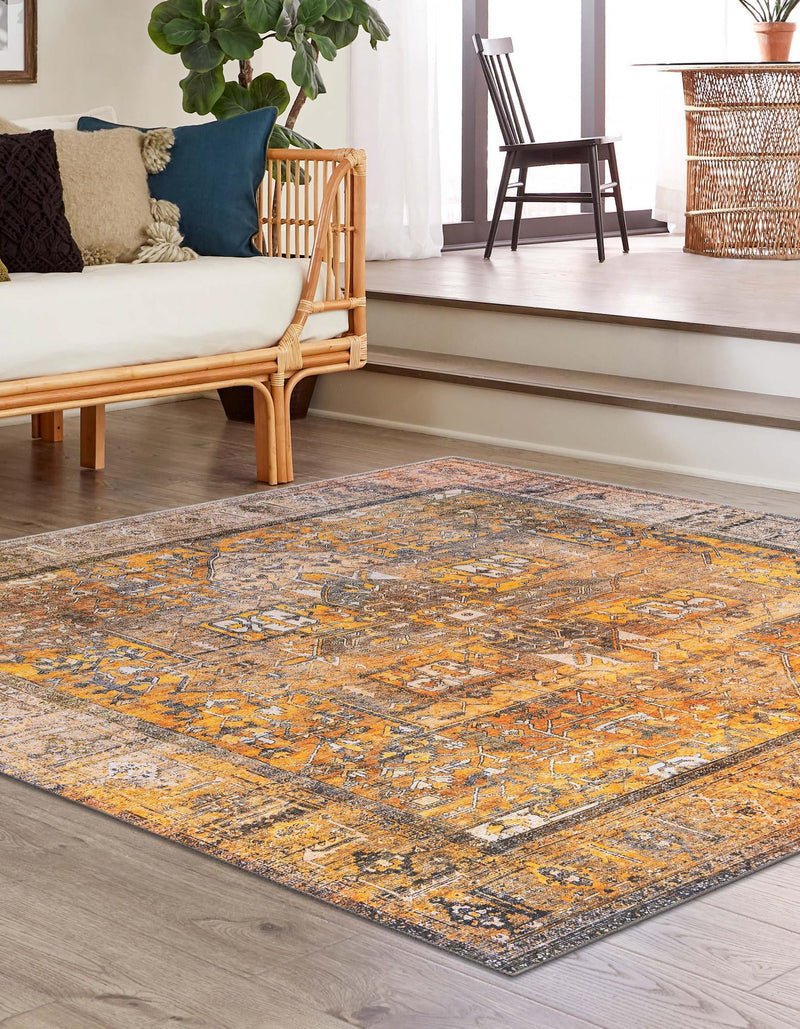 Heritage Elegance Collection Area Rug -  Windsor (Yellow) Square Yellow  lifestyle 27