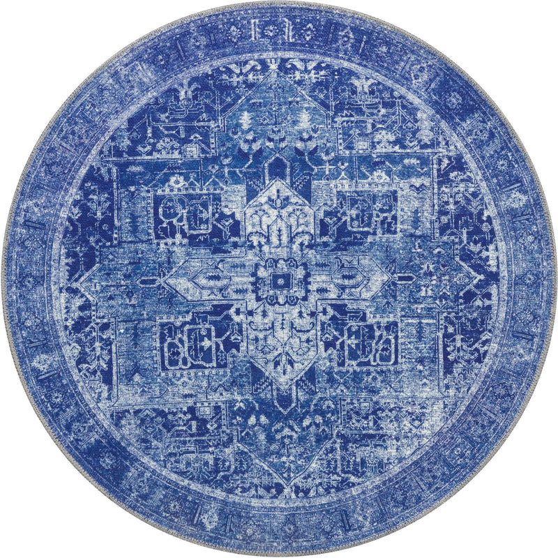Heritage Elegance Collection Area Rug -  Windsor (Navy Blue) Round Navy Blue  lifestyle 17