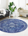 Heritage Elegance Collection Area Rug -  Windsor (Navy Blue) Round Navy Blue  lifestyle 25