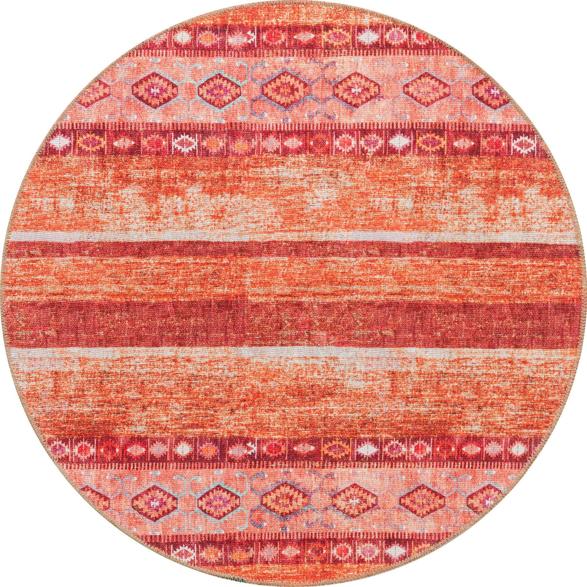 Heritage Elegance Collection Area Rug -  Edinburgh Round Rust Red  lifestyle 50