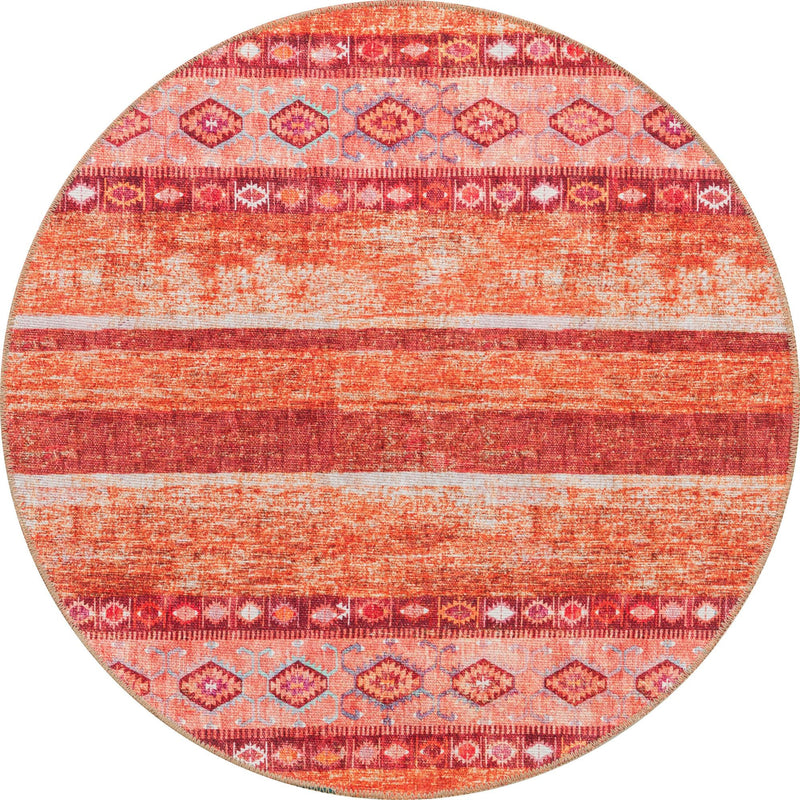 Heritage Elegance Collection Area Rug -  Edinburgh Round Rust Red  lifestyle 50