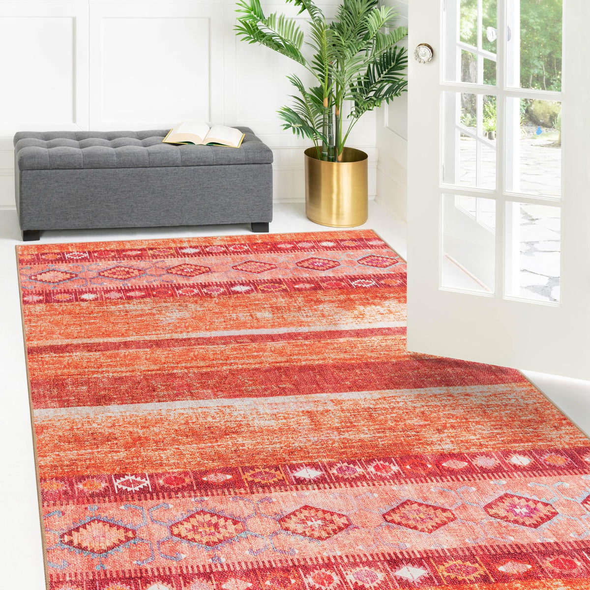 Heritage Elegance Collection Area Rug -  Edinburgh Rectangle Rust Red  lifestyle 42