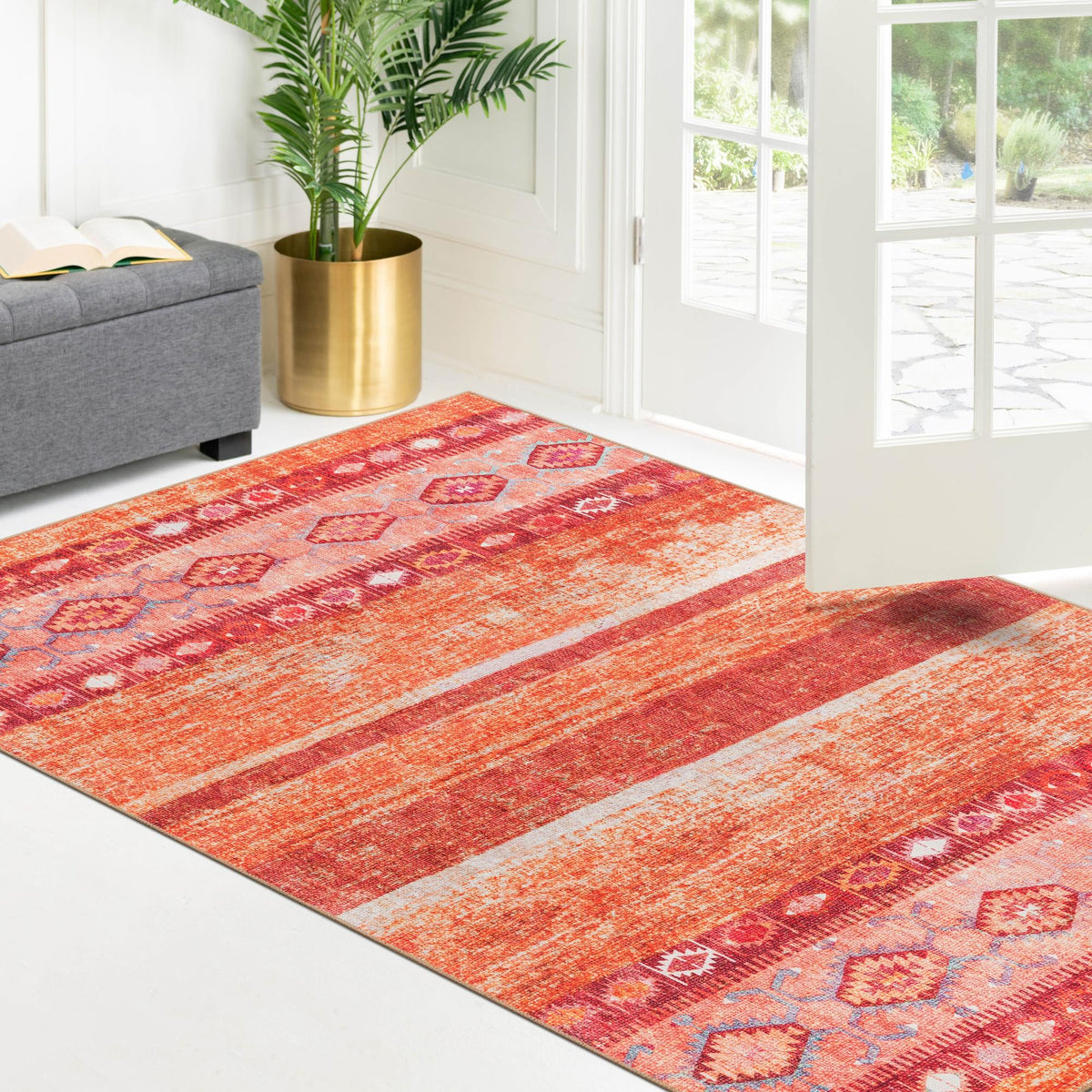 Heritage Elegance Collection Area Rug -  Edinburgh Rectangle Rust Red  lifestyle 45
