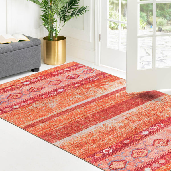 Heritage Elegance Collection Area Rug -  Edinburgh Rectangle Rust Red  lifestyle 45
