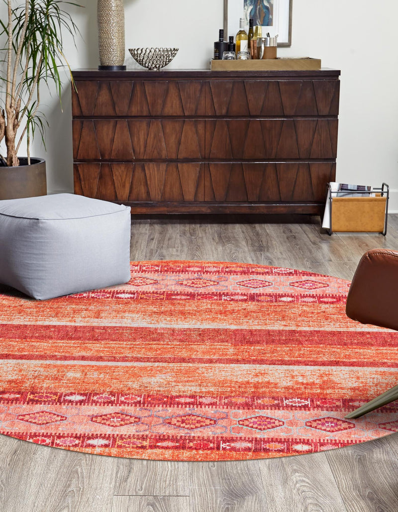 Heritage Elegance Collection Area Rug -  Edinburgh Round Rust Red  lifestyle 59