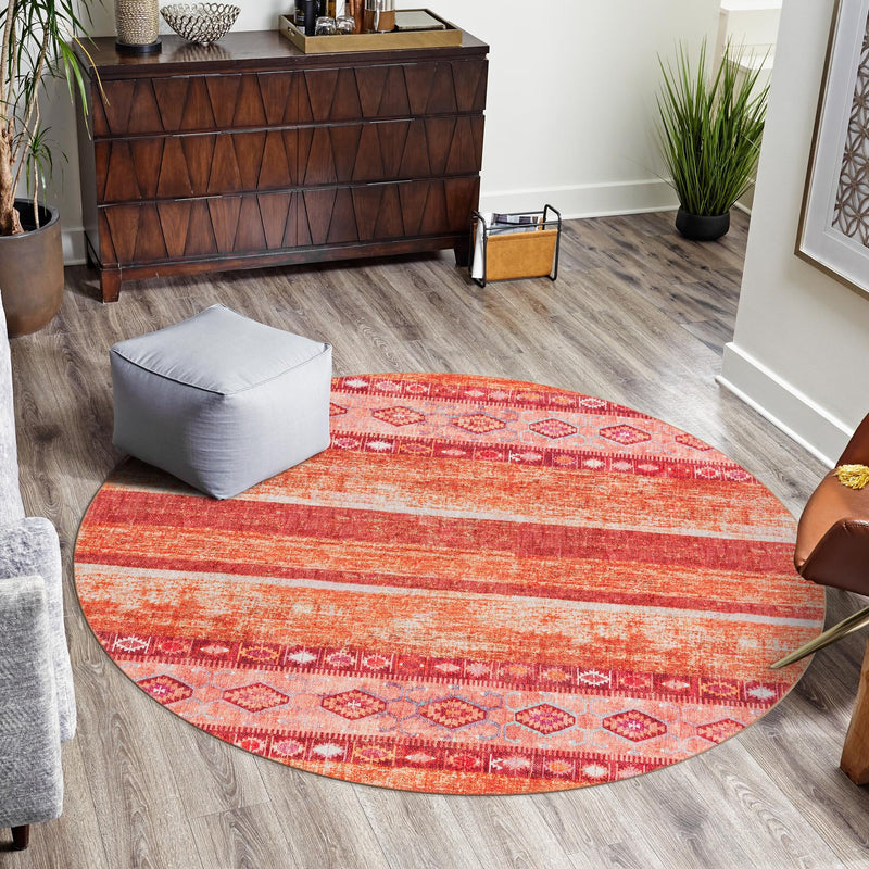 Heritage Elegance Collection Area Rug -  Edinburgh Round Rust Red  lifestyle 115