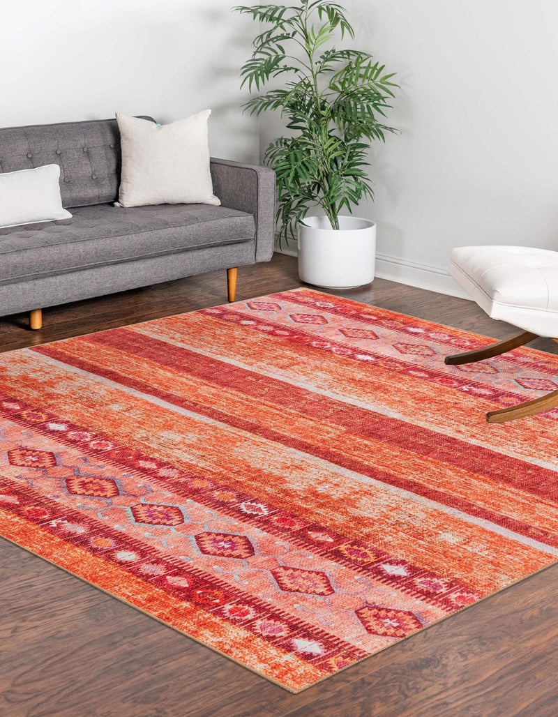 Heritage Elegance Collection Area Rug -  Edinburgh Square Rust Red  lifestyle 69