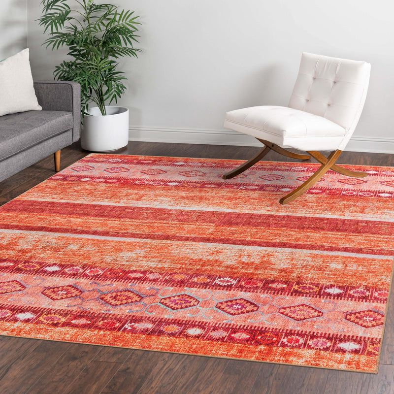 Heritage Elegance Collection Area Rug -  Edinburgh Square Rust Red  lifestyle 96