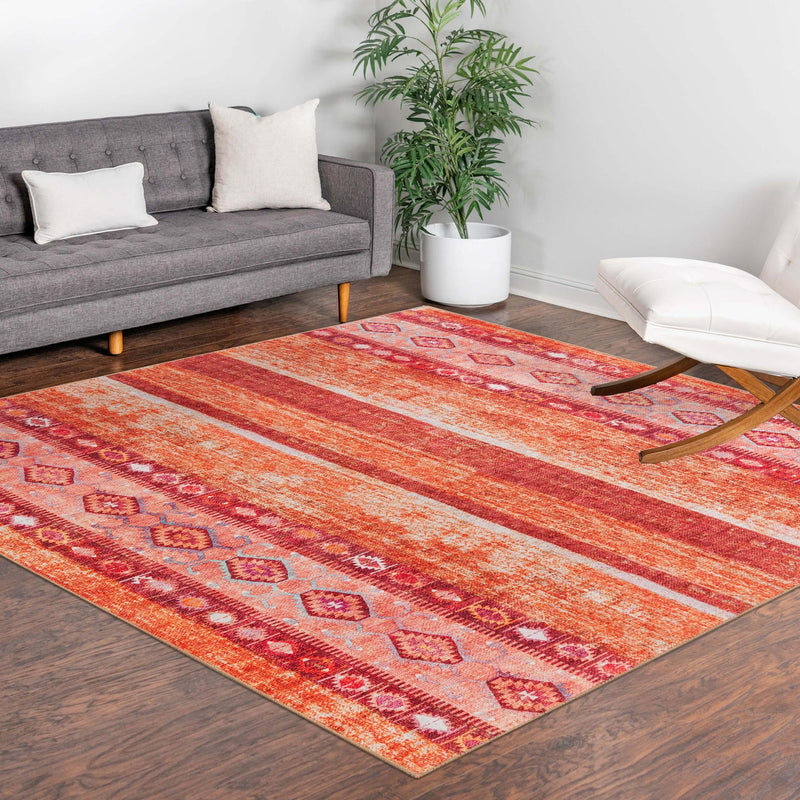 Heritage Elegance Collection Area Rug -  Edinburgh Square Rust Red  lifestyle 107