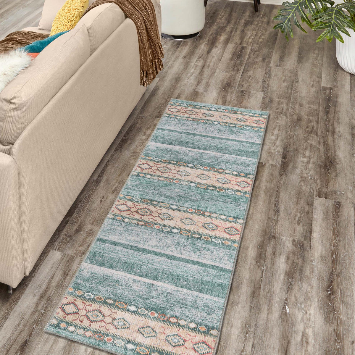 Heritage Elegance Collection Area Rug -  Edinburgh Runner Green  lifestyle 97