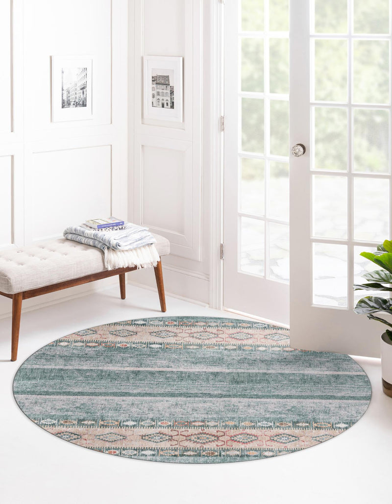 Heritage Elegance Collection Area Rug -  Edinburgh Round Green  lifestyle 57