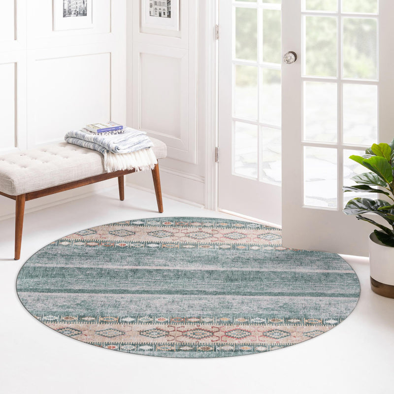 Heritage Elegance Collection Area Rug -  Edinburgh Round Green  lifestyle 117