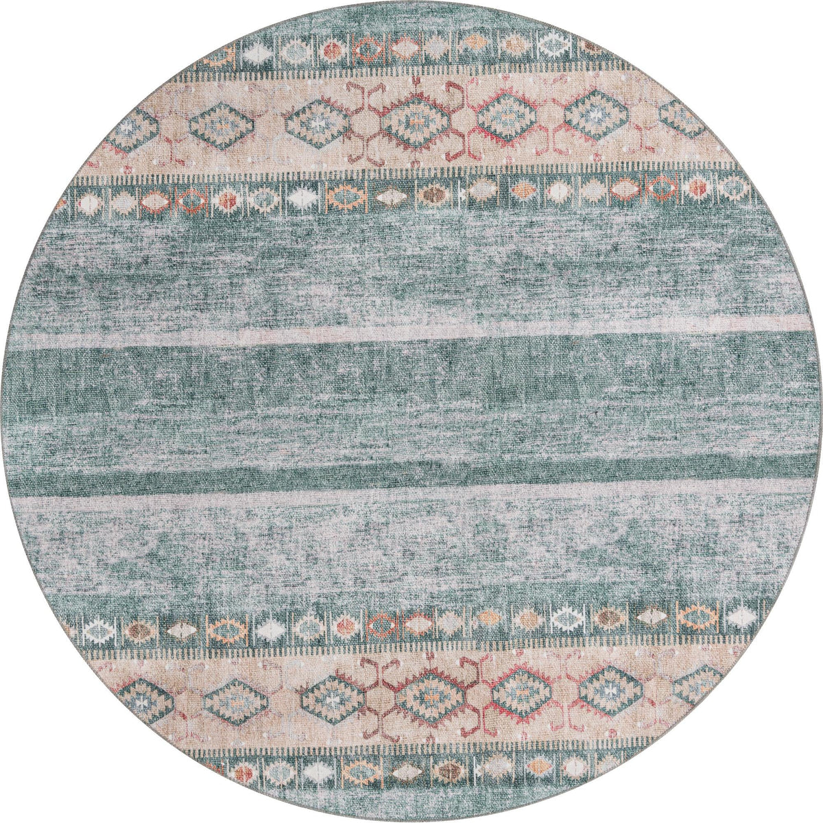 Heritage Elegance Collection Area Rug -  Edinburgh Round Green  lifestyle 48