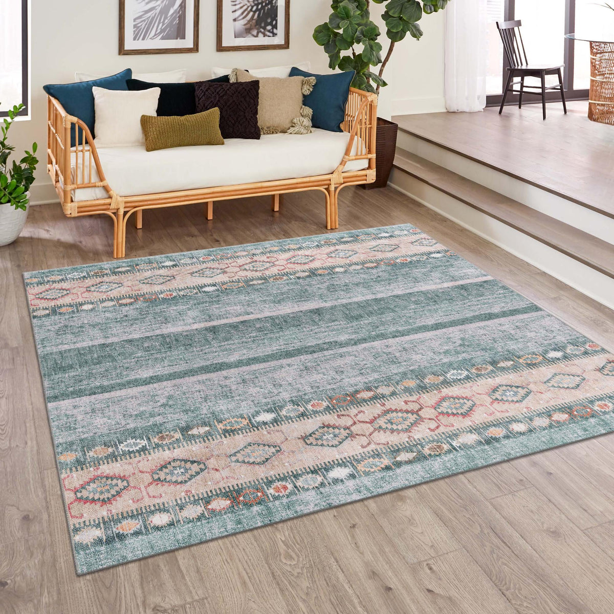 Heritage Elegance Collection Area Rug -  Edinburgh Square Green  lifestyle 98