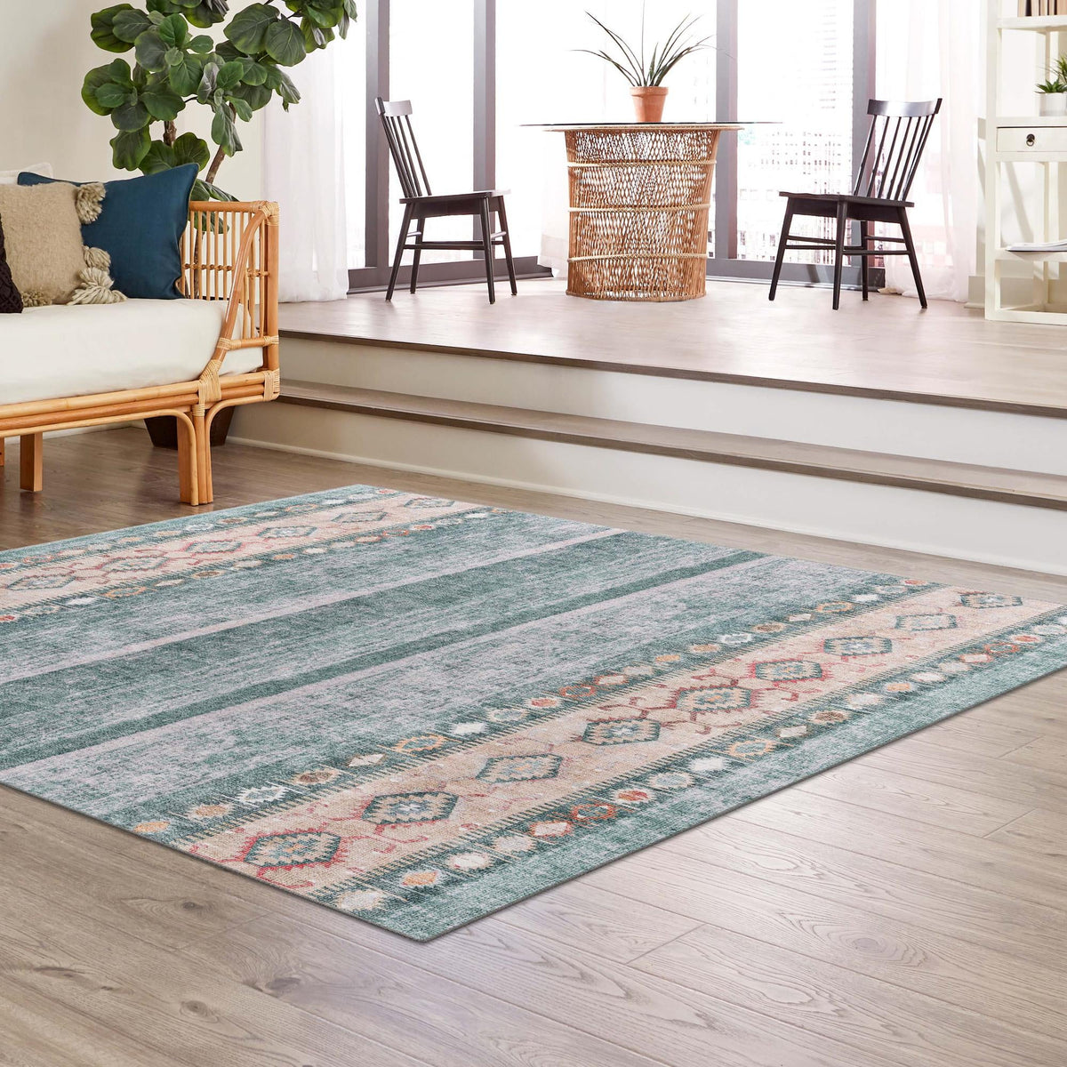 Heritage Elegance Collection Area Rug -  Edinburgh Square Green  lifestyle 109