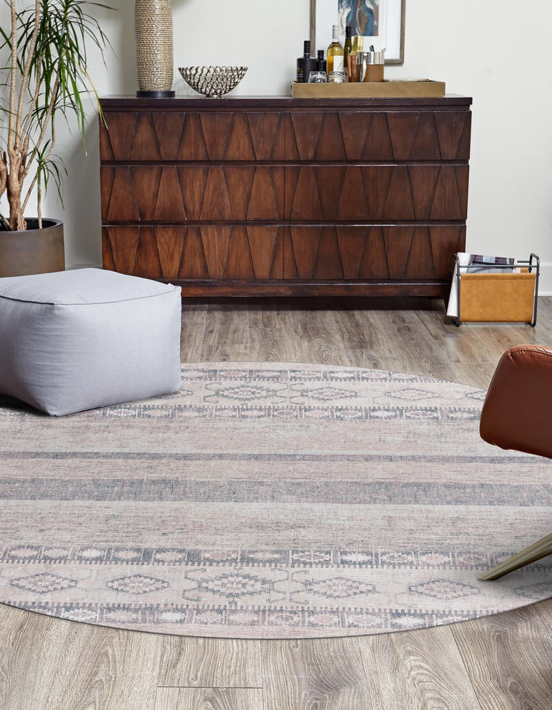 Heritage Elegance Collection Area Rug -  Edinburgh Round Gray  lifestyle 72