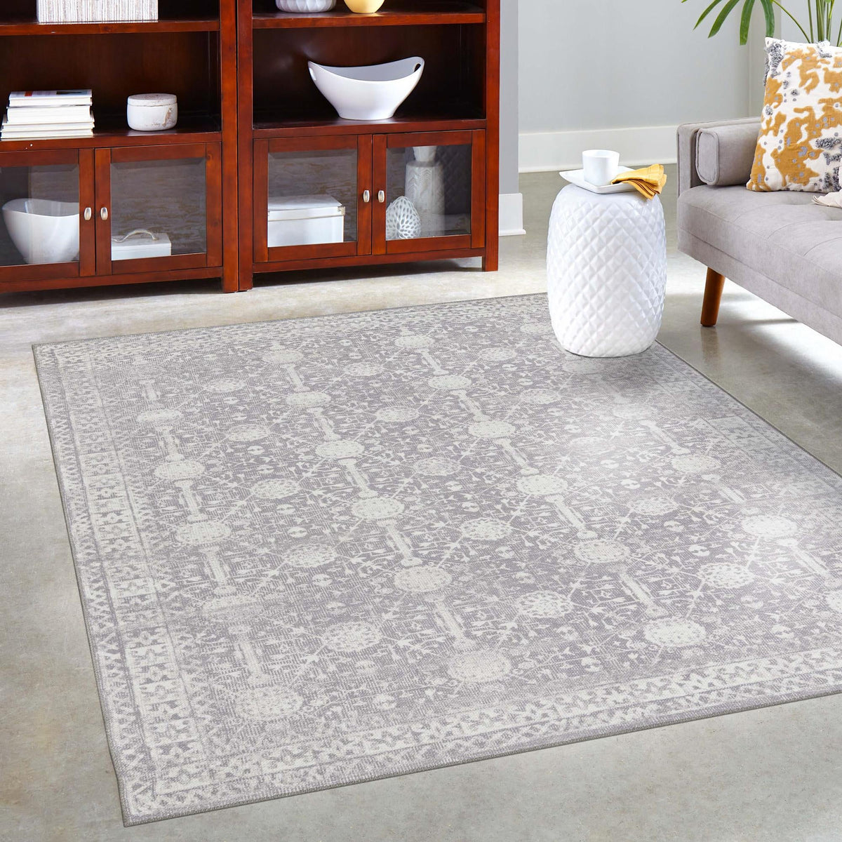 Heritage Elegance Collection Area Rug -  Chatsworth Rectangle Gray  lifestyle 33