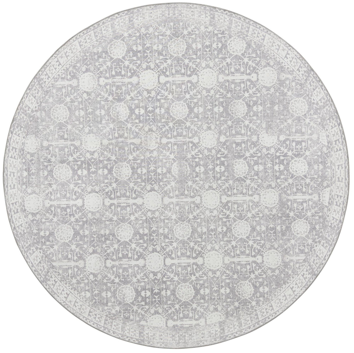 Heritage Elegance Collection Area Rug -  Chatsworth Round Gray  lifestyle 35