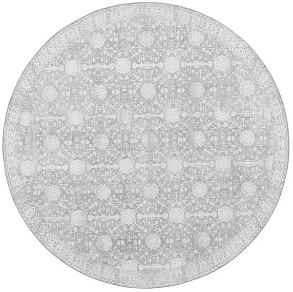 Heritage Elegance Collection Area Rug -  Chatsworth Round Gray  lifestyle 35