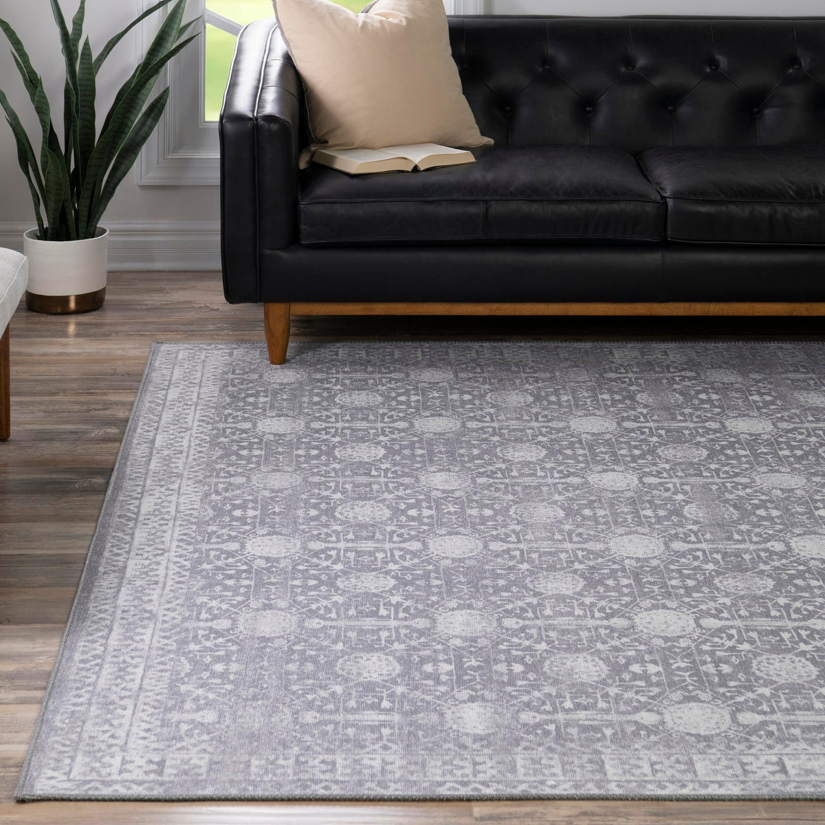 Heritage Elegance Collection Area Rug -  Chatsworth Square Gray  lifestyle 89
