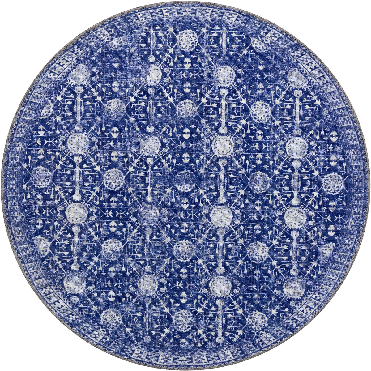 Heritage Elegance Collection Area Rug -  Chatsworth Round Navy Blue  lifestyle 70