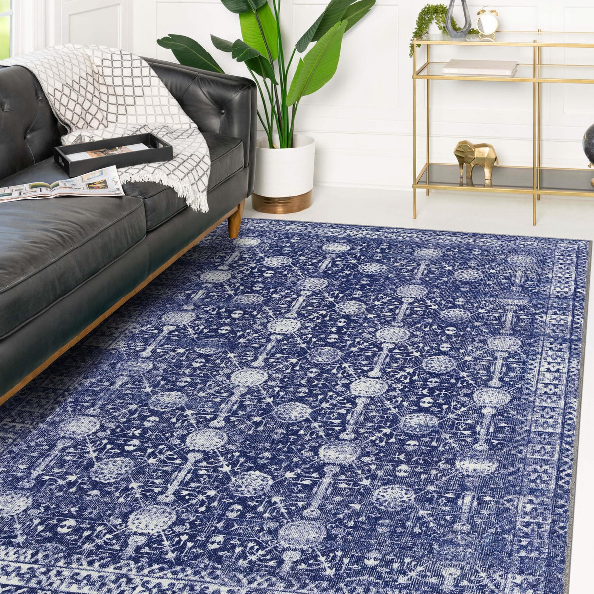 Heritage Elegance Collection Area Rug -  Chatsworth Rectangle Navy Blue  lifestyle 30