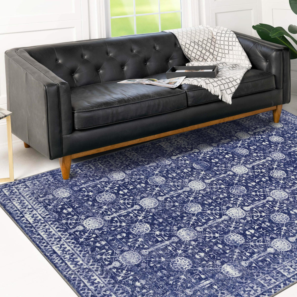 Heritage Elegance Collection Area Rug -  Chatsworth Rectangle Navy Blue  lifestyle 32