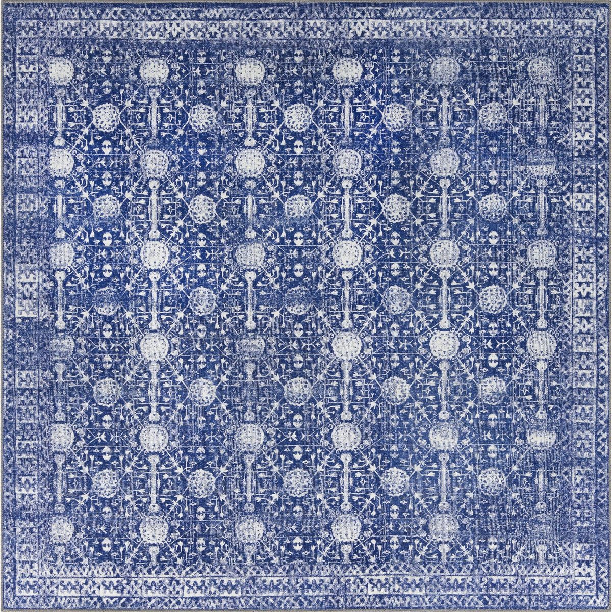 Heritage Elegance Collection Area Rug -  Chatsworth Square Navy Blue  lifestyle 36