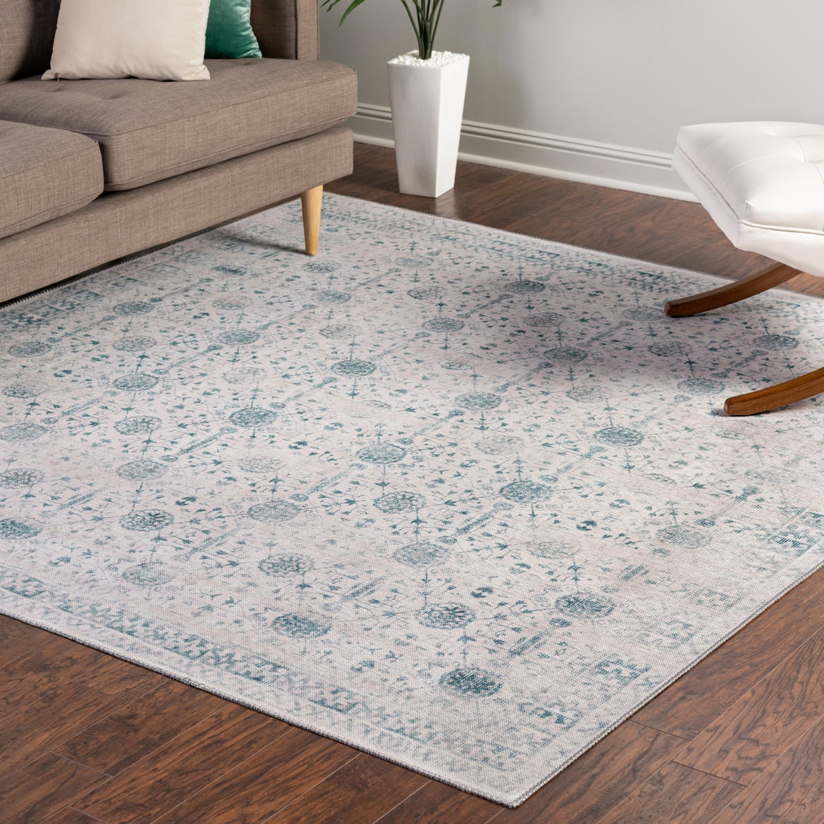 Heritage Elegance Collection Area Rug -  Chatsworth Square Ivory  lifestyle 104