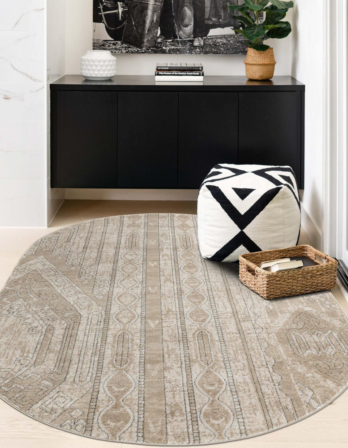 Cascade Range Collection Area Rug - Hood (Ivory) Oval Ivory  lifestyle 29