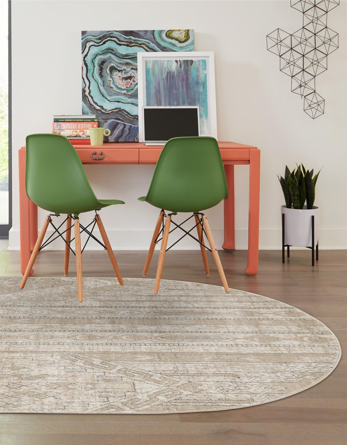 Cascade Range Collection Area Rug - Hood (Ivory) Oval Ivory  lifestyle 49