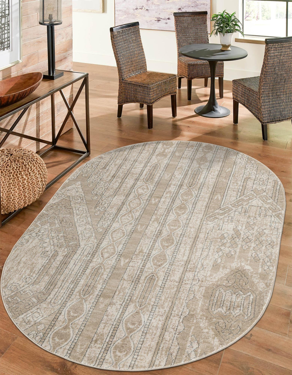 Cascade Range Collection Area Rug - Hood (Ivory) Oval Ivory  lifestyle 57