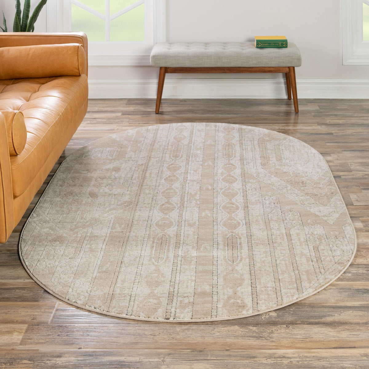 Cascade Range Collection Area Rug - Hood (Ivory) Oval Ivory  lifestyle 30