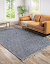 Woven Seaside Jute Collection Area Rug - Marina Rectangle White Navy  lifestyle 6