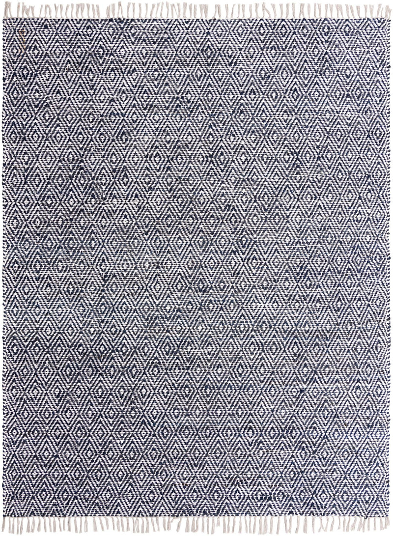 Woven Seaside Jute Collection Area Rug - Shoreline Rectangle Navy Blue and White  lifestyle 4
