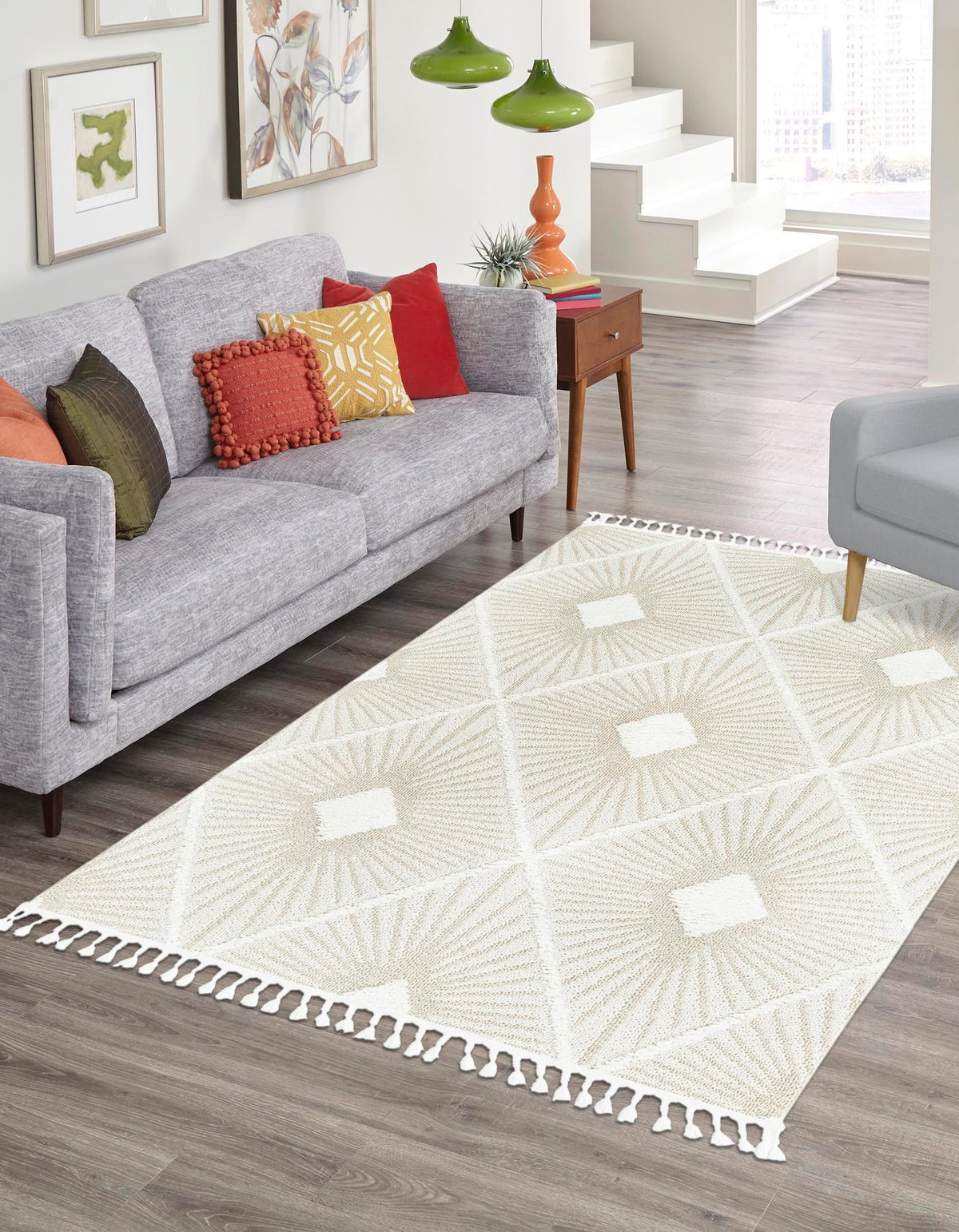 Sahara Chic Collection Area Rug - Marrakech Rectangle Ivory  lifestyle 7
