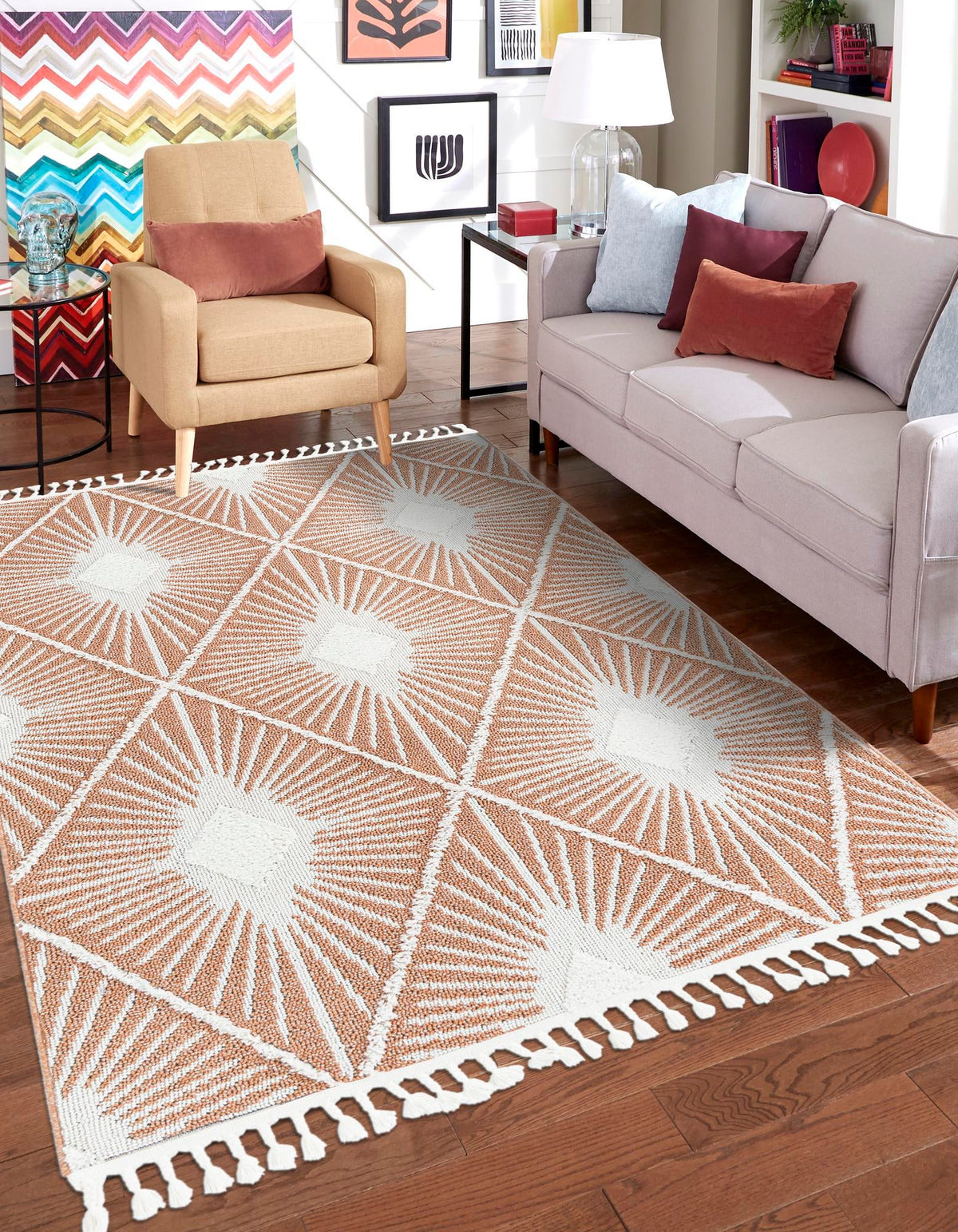 Sahara Chic Collection Area Rug - Marrakech Rectangle Rust Red  lifestyle 8